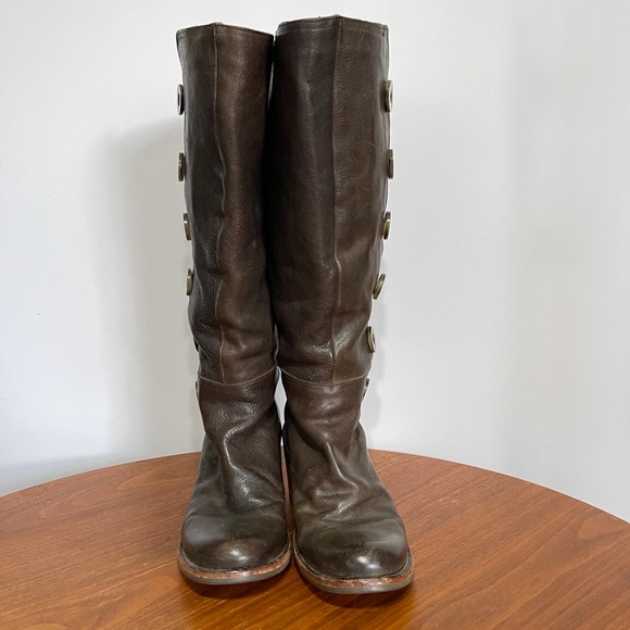 Fiorentini + Baker Brown Button Up Boots Heeled Moto Italy 37 - Picture 12 of 15